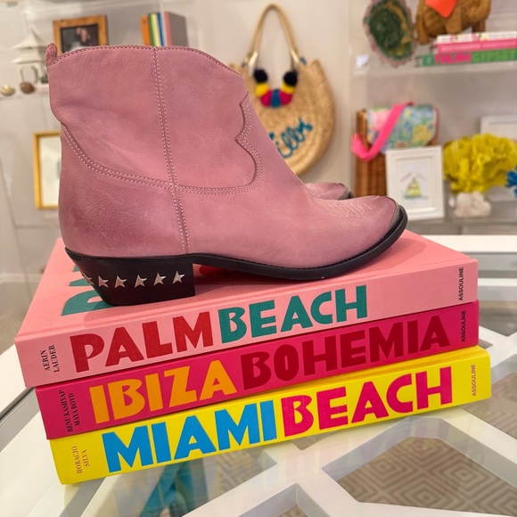 Golden Goose Young Pink Leather Studded Western Boots | Size 39.5 / US 9.5 - Picture 1 of 17